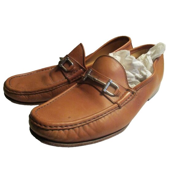 *Mercanti Fiorentini Mens Brown Loafers Leather Slip-On Horsebit - Size 10.5M
